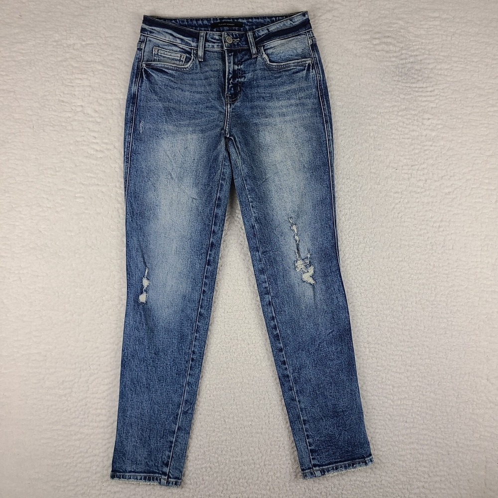 Flying Monkey Jeans Womens 26‎ Mid Rise Ankle Skinny Distress Medium Wash Blue